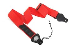 Gaucho Red Nylon Guitar Strap for Electric/Acoustic/Bass Guitar with Built in Pick Holder