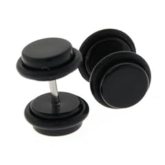 PL016/ 2 St�ck Ohrstecker Fake Plugs mit Gummiring schwarz 8 mm piercing-dreams