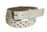 BeltsandStuds Goth Punk Zigzag Stud Studded White Snap on Belt