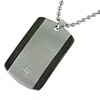 Stainless Steel Dog Tag Pendant with Diamond-Accent and Black Plating, 22''