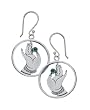 Sterling Silver Abhaya Mudra Earrings with Green Onyx