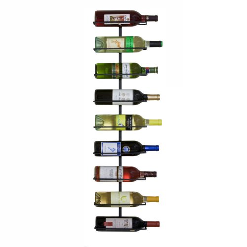 Wall-Mounted Wine Rack, 9-Bottle Capacity, Black