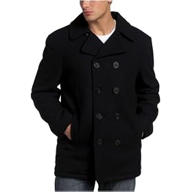London Fog Mens Wool Blend Pea Coat by London Fog
