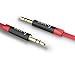 IMKEY® Premium 6.5FT Tangle-Free Male to Male 3.5mm Auxiliary Cable with Gold Plated Connectors for Apple, Android Smartphones, Tablet and MP3 Players - Retail Packaging (Black/Red)