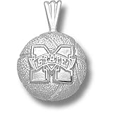 Mississippi State University M Logo Basketball Pendant (Silver)