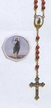 Rose Petal Rosary - Saint Jude Centerpiece - Byzantine Cross - 18in. Chain - Matching Case - IMPORTED FROM ITALY