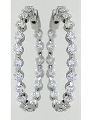 14k White Gold Secure Lock In Out Hoops
