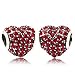 Babao Jewelry Sparkling Sweet Heart Ruby Red CZ Crystal 925 Sterling Silver Bead fit Pandora Style European Charm Bracelets