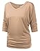 BIADANI Womens 3/4 Sleeve Dolman Drape Top with Side Shirring (S-5X)