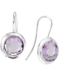 Sterling Chic Collection Round Rose Quartz Silver Earrings with Long French Hooks