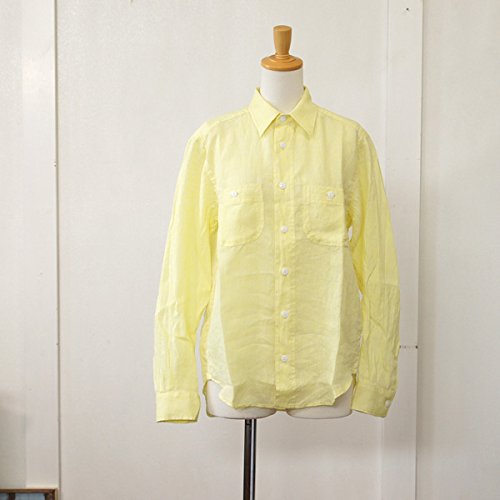 (イチ) ICHI リネンシャンブレー生地　レギュラーカラー長袖シャツ