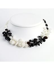 Sterling Silver 16in Smokey Quartz & White Jade Necklace. Metal Wt- 6.51g