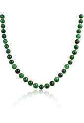 Bling Jewelry Natural Dyed Jade 925 Silver Beaded Necklace Rhodium Plated 17in