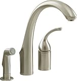 KOHLER K-10430-BN Forte Single Control Remote Valve Kitchen Sink Faucet with Sidespray and Lever Handle, Vibrant Brushed Nickel