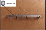 Rogar 1001 18 Inch Bar Rack: Hammered Steel-6 Chrome Regular Hooks