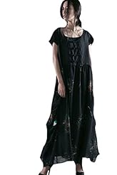 General Print Summer Linen Maxi Dress 