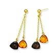 14K Yellow Gold Smokey Topaz and Citrine Earrings