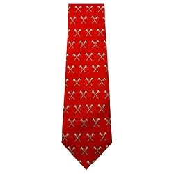 Crossed Lacrosse Sticks - Red Lacrosse Silk Tie