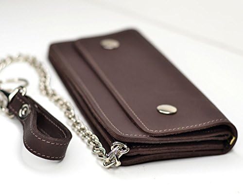 American Made Large Brown Biker/trucker Chain Wallet with Inside Secure Zip