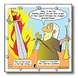 Ezekiel 33 1 11 The Boogie Woogie Bugle Boy of Company B Bible flaming sword trumpet vuvuzela - 10x10 Wall Clock