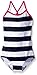 Kanu Surf Girls Beach Sport Banded 1 Piece Swimsuit, Layla Navy Stripe, 14