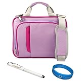 Purple and Pink Pinn Shoulder Bag Carry Case for HP Touchpad 9.7-inch Web OS Tablet + Executive Laser Stylus Pen with LED Light + SumacLife TM Wisdom*Courage Wristband