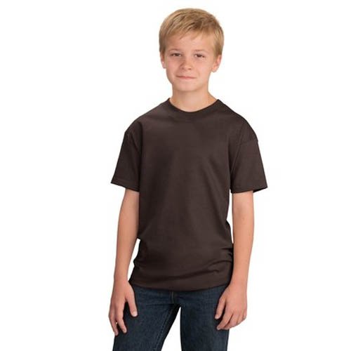 Port & Company Youth Essential T-Shirt, Dark chocolate Brown, Medium (10-12)