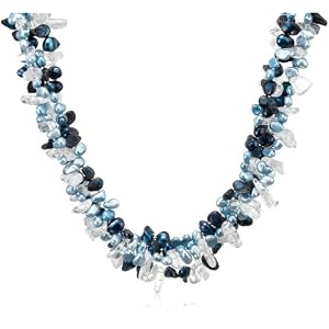 Dark and Light Blue Freshwater Cultured Pearl and Rock C
