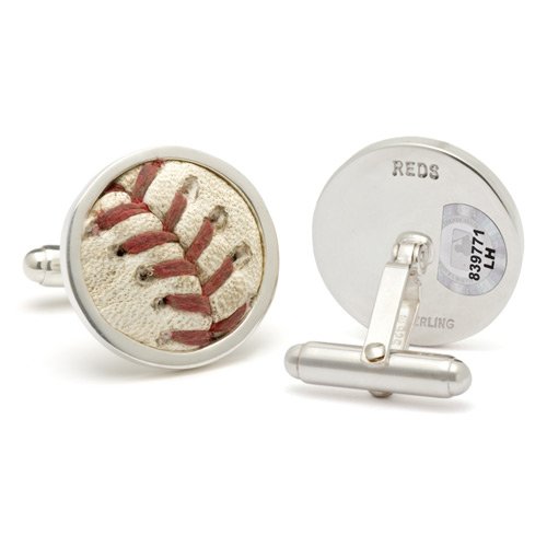 Tokens & Icons MLB Game-Played Baseball Sterling Silver Cufflinks - Cincinnati Reds Baseball Cuff Links (7RD)