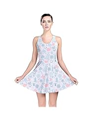 General Print Polyester/Spandex Stretchy Skater Dress 