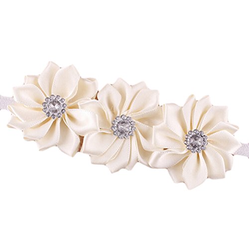 Great Deal(TM) Baby's Girls Soft Headband W/Ribbon Flower Beige