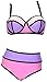 Women's Plus Colorful High Waisted Diving Suit Neoprene Push up Bikini Swimsuit