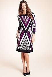 Slash Neck Abstract Print Tunic Dress