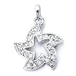 Sterling Silver Cubic Zirconia Rhodium Plated Star Shape Pendant.