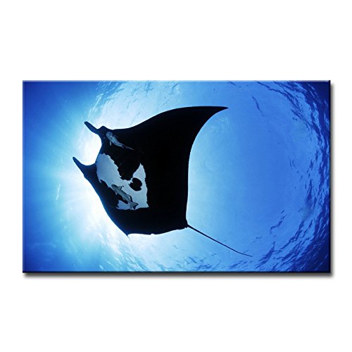 Blue Wall Art Painting Manta Ray Sea Creature In Blue Water Pictures Prints On Canvas Animal The Picture Decor Oil For Home Modern Decoration Print