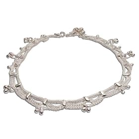 Silver Ankle Bracelet Fine Body Jewelry For Women 52 gms.10.25 inches (sanklt077)