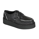 CREEPER-401 2 Inch Gothic Platform Black Leather Shoe Zipper Trimed Pinstripe Creeper Shoes Pleaser MENS SIZING