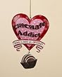 Chocolate Shop "Addict" Heart Shaped Polka Dot Christmas Dangle Ornament 4.5"