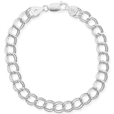 Sterling Silver Double-Link Chain Charm Bracelet, 8