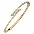 14kt Yellow Gold Three Stone Diamond Bangle Bracelet