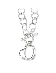 Sterling Silver 18in Polished Fancy Circle Link Heart Necklace Metal Wt- 20.29g