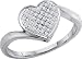 The Curved Style Heart Diamond Ring-10K White Gold Pave Set Diamond Heart Centerpiece-.05CT Diamonds