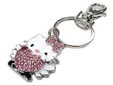 41uXwtklaML. SL160  Large Angel Love Kitty Crystal Key Chain with Ice Pink Crystals