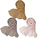 Wobe 3 Pcs Women Soft Cotton Hemp Scarf Shawl Long Scarves, Travel Sunscreen