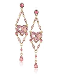 Betsey Johnson "Iconic Pinkalicious" Heart Chandelier Drop Earrings