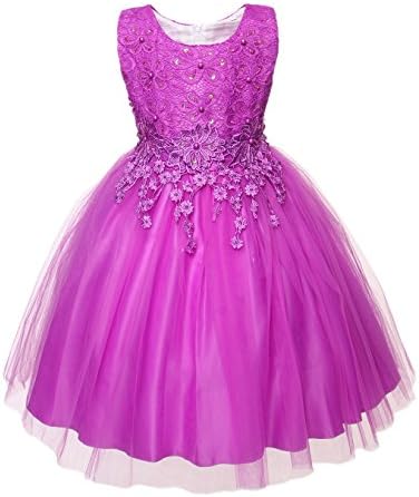 NEW Kid Flower Girl Pageant Wedding Party Formal Fancy Dress Purple SZ 4-8 Z648 (24(suitable for 4 years))