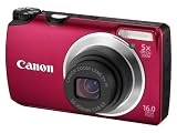 Canon PowerShot A3300 IS Digitalkamera (16 Megapixel, 5-fach opt, Zoom, 7,6 cm (3 Zoll) Display, bildstabilisiert) rot
