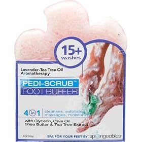 Spongeables 4-In-1 Pedi-Scrub Foot Buffer (Pink Daisy) Bath Sponges