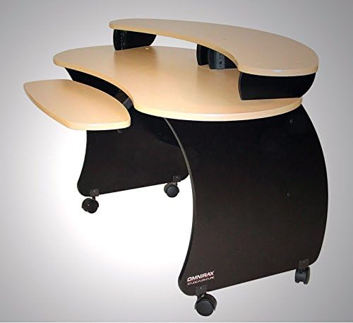 OmniRax Nova Compact A/V Desk w/Maple Melamine Surface Black Cabinets