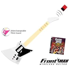 PS3 Guitar Hero Aerosmith for PS3 + Nyko Frontman White Wireless Guitar Controller for PS3